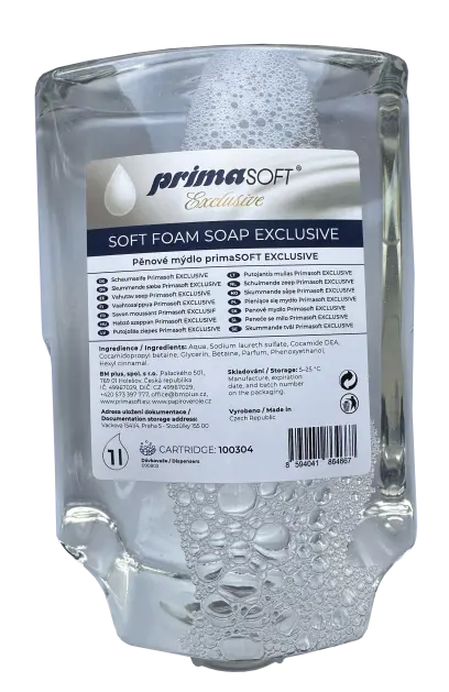 100304 – Pěnové mýdlo PrimaSoft Exclusive, aloe vera, 1000ml, cartrige, bílé